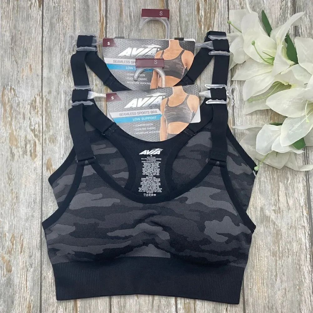 Womens Seamless Moisture Wicking Active Workout Keyhole Sports Bra 2-Pack Size S